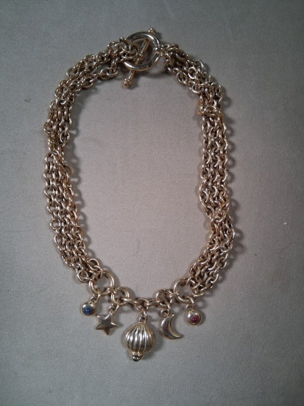 Vintage Goldtone Multi Strand Charm Necklace Vintage